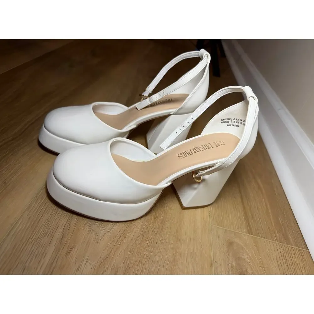 Dream Pairs White Heels Size 7.5 Worn Once